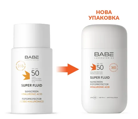 Сонцезахисний супер флюїд Babe Laboratorios SPF50 для всіх типів шкіри, 50 мл