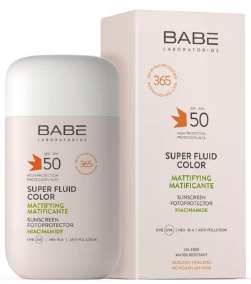 Сонцезахисний супер флюїд Babe Laboratorios SPF 50 ВВ з тонуючим ефектом для всіх типів шкіри, 50 мл