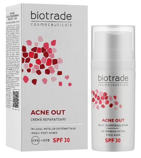 Крем для лица Biotrade Acne Out SPF 30 восстанавливающий для кожи со следами постакне, 30 г