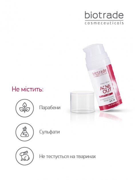Крем для лица Biotrade Acne Out SPF 30 восстанавливающий для кожи со следами постакне, 30 г