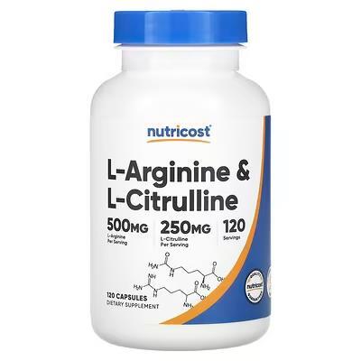 L-аргинин и L-цитруллин Nutricost L-Arginine L-Citrulline, 120 капсул