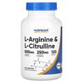 L-аргінін і L-цитрулін Nutricost L-Arginine L-Citrulline, 120 капсул
