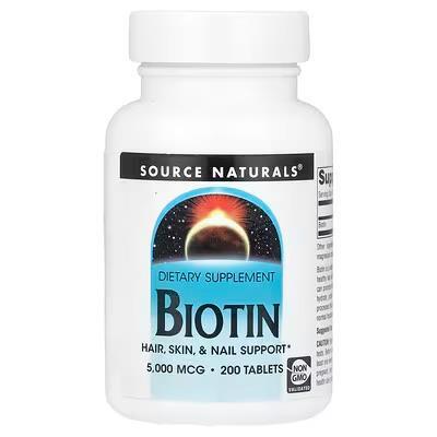 Биотин Source Naturals Biotin 5000 мкг, 200 таблеток