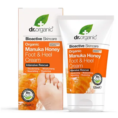 Крем для ніг і п'ят Dr.Organic з медом Манука, 125 мл