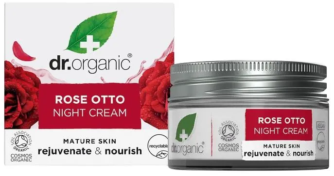 Крем для обличчя Dr.Organic Rose Otto нічний для омолодження та живлення шкіри з олією троянди Отто, 50 мл
