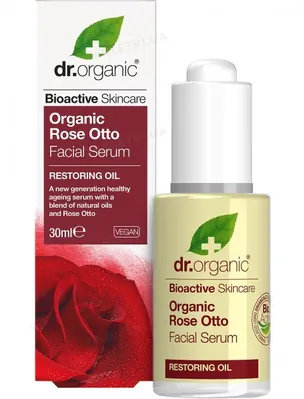 Сироватка для обличчя Dr. Organic відновлююча з олією троянди Отто, 30 мл