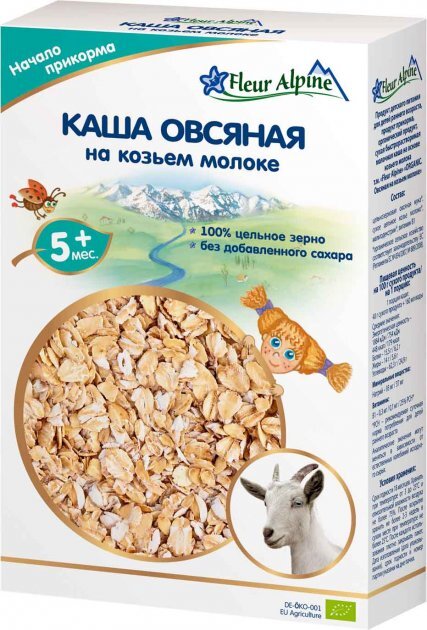 Каша молочная Fleur Alpine на козьем молоке Овсяная на козьем молоке для детей с 5 месяцев, 200 г