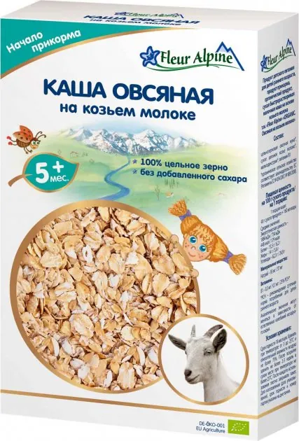 Каша молочная Fleur Alpine на козячому молоці Вівсяна для дітей з 5 місяців, 200 г