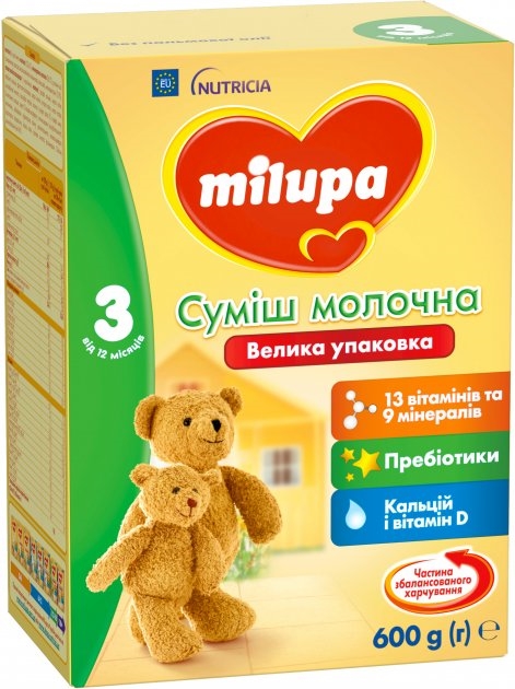 Смесь сухая молочная Milupa 3 для детей с 12 месяцев, 600 г