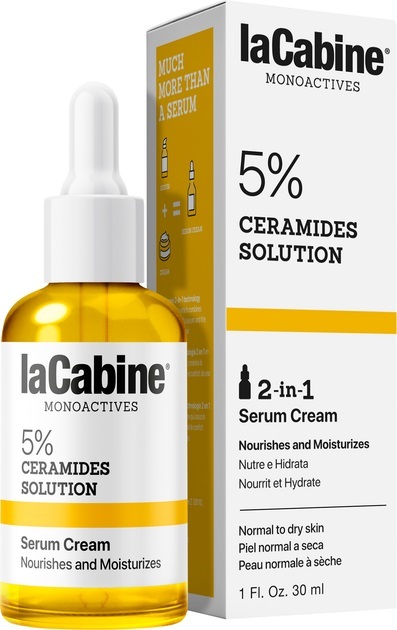Крем-сироватка для обличчя La Cabine 5% Ceramides 2-в-1 для живлення та зволоження сухої шкіри, 30 мл
