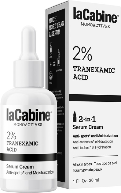Крем-сироватка для обличчя La Cabine 2% Tranexamic Acid 2-в-1 зволожуюча проти пігментних плям, 30 мл