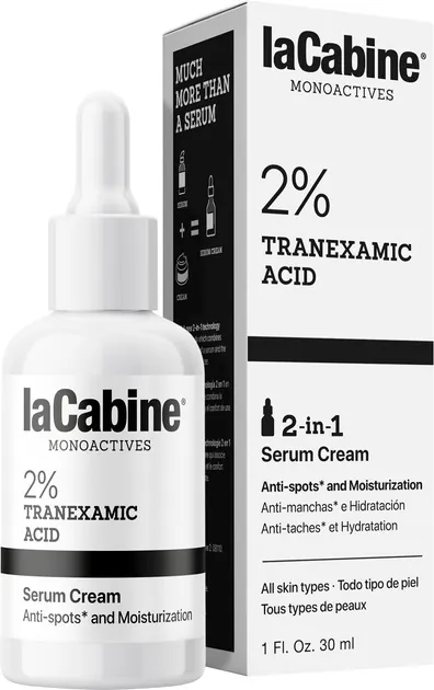 Крем-сироватка для обличчя La Cabine 2% Tranexamic Acid 2-в-1 зволожуюча проти пігментних плям, 30 мл