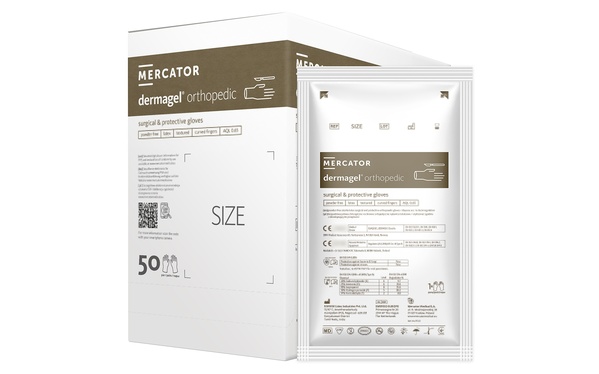 Рукавички хірургічні Mercator Medical Dermagel Orthopedic латексні без пудри розмір 6,5 стерильні, 1 пара