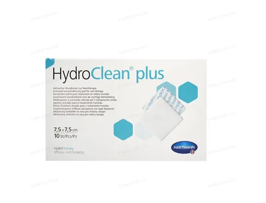 Стерильна пов'язка HydroClean plus активована на рану для терапії у вологому середовищі розмір 7,5 см х 7,5 см, 10 штук
