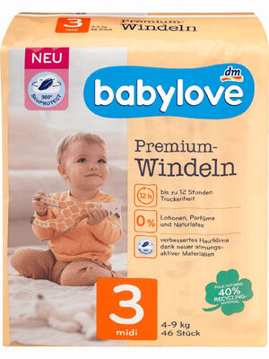 Подгузники Babylove Premium размер 3, 4-9 кг, 46 шт