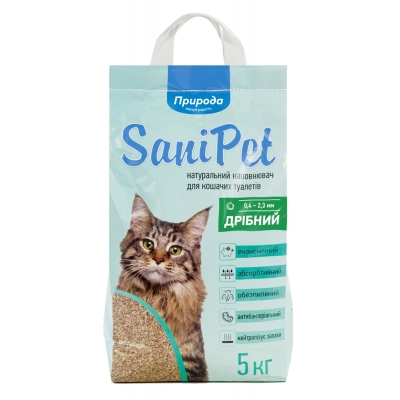 Наполнитель для кошачих туалетов Природа PR240784 Sani Pet Бентонитовый мелкий, 5 кг