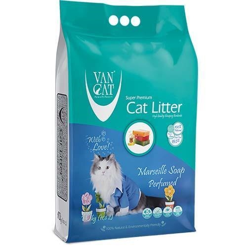 Наполнитель для кошачьего туалета VanCat Super Premium Quality Marseille Soap бентонитовый комкующий, 10 кг (12 л)