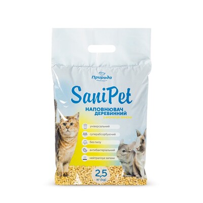Наполнитель универсальный Природа PR240791 Sani Pet древесный лимон, 2,5 кг