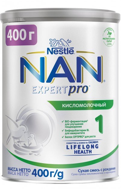 Смесь сухая молочная NAN Кисломолочный 1 Expertpro, для детей с рождения, 400 г