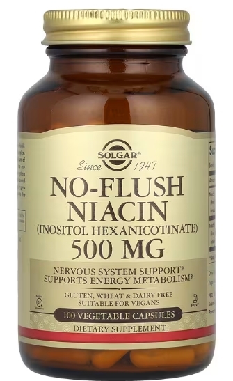 Solgar Ниацин No-Flush 500 мг, 100 капсул