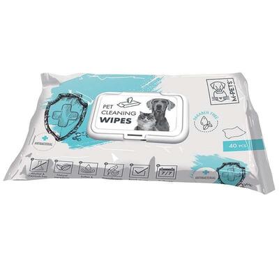 Салфетки влажные M-Pets Pet Cleaning Wipes Anti-Bacterial антибактериальные для собак и кошек всех возрастов, 40 штук