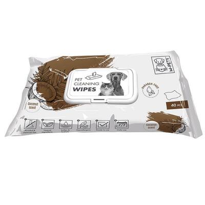 Серветки вологі M-Pets Pet Cleaning Wipes Coconut очищаючі для собак, котів і гризунів, 40 штук