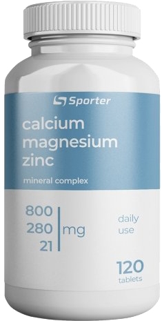 Минеральный комплекс Sporter Calcium magnesium zinc MAX, 120 таблеток
