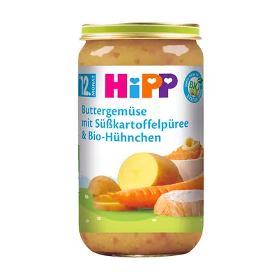 Пюре м’ясо-овочеве HiPP Organic Овочеве з бататом та куркою з 12 місяців, 250 г