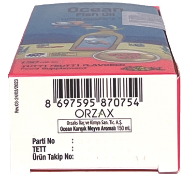 Рыбий жир для детей Orzax Ocean Fish Oil со вкусом тутти-фрутти сироп по 150 мл во флак.
