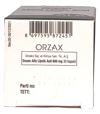 Альфа-ліпоєва кислота Orzax Ocean Alpha Lipoic Acid 600 мг, 30 капсул
