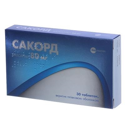 Сакорд таблетки, в/плів. обол. по 80 мг №30 (10х3)