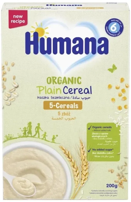 Каша безмолочна Humana Organic Plain Cereal цільнозернова 5 Злаків для дітей, 200 г