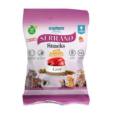 Лакомство для кошек Mediterranean Natural Serrano Snacks с функцией выведения комочков шерсти с ливером, 50 г