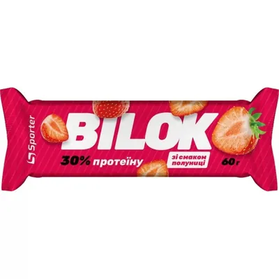 Батончик протеїновий Sporter Bilok 30% протеїну зі смаком полуниці, 60 г