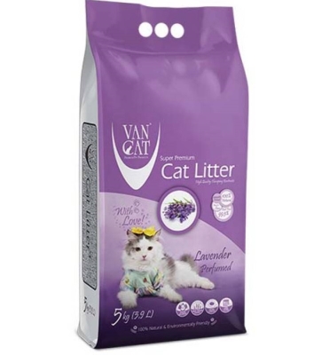 Наповнювач для туалету VanCat Lavender бентонітовий з ароматом лаванди, 5 кг