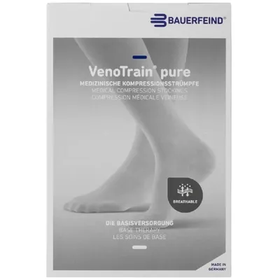 Панчохи компрессійні Bauerfeind VenoTrain pure закритий носок, клас компрессії 2, колір чорний, розмір L