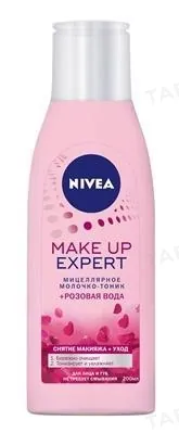 Міцелярне молочко-тонік Nivea Make Up Expert + трояндова вода для зняття макіяжу для обличчя і губ, 200 мл