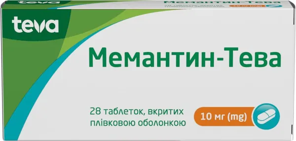 Мемантин-Тева таблетки, в/плів. обол. по 10 мг №28 (14х2)