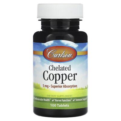 Хелат меди Carlson Labs Chelated Copper 5 мг, 100 таблеток