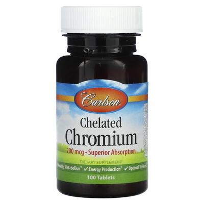 Хром хелат Carlson Labs Chelated Chromium 200 мкг, 100 таблеток