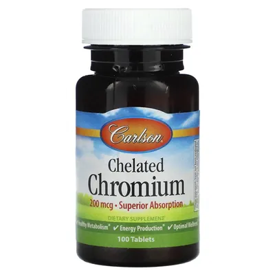 Хром хелат Carlson Labs Chelated Chromium 200 мкг, 100 таблеток