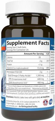 Омега-3 Carlson Labs Super Omega-3 1200 мг, 50 капсул