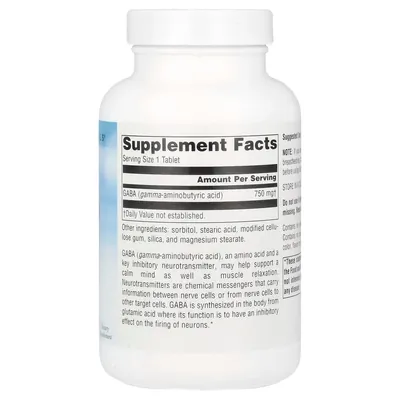 ГАМК (гамма-аміномасляна кислота) Source Naturals GABA 750 мг, 90 таблеток