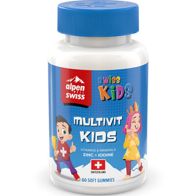 Мультивит Кидс Swiss Kids со вкусом клубники мягкие желейки №60