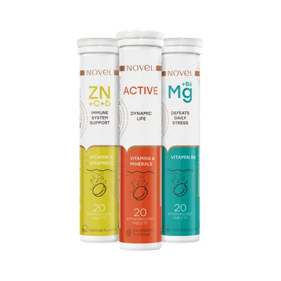Набір Novel (Active табл. шип. №20 + Vitamin C+Zinc+D табл. шип. №20 + Magnesium + B6 табл. шип. №20)
