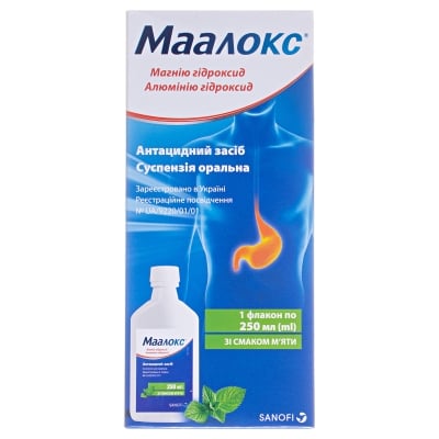 Маалокс суспензия ор. по 250 мл во флак.