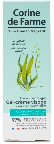 Гель-крем для лица Corine de Farme Spirulina Extract увлажняющий для нормальной и жирной кожи, 50 мл