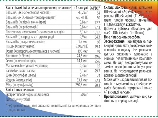 Sator-Оптівелл Sator Pharma капсули №30 (10х3)