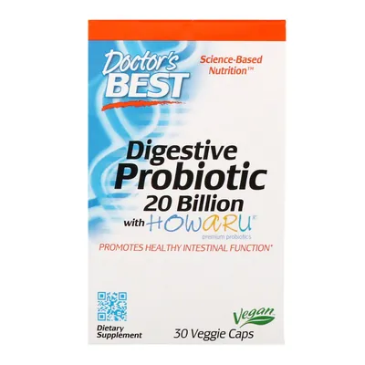Травний пробіотик Doctor's Best Digestive Probiotic 20 Billion with Howaru 20 млрд КУО, 30 вегетаріанських капсул