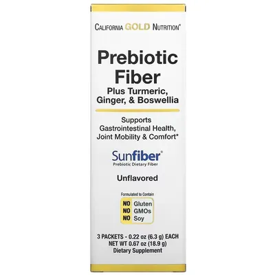 Пребіотична клітковина California Gold Nutrition Prebiotic Fiber, 3 пакети по 6,3 г